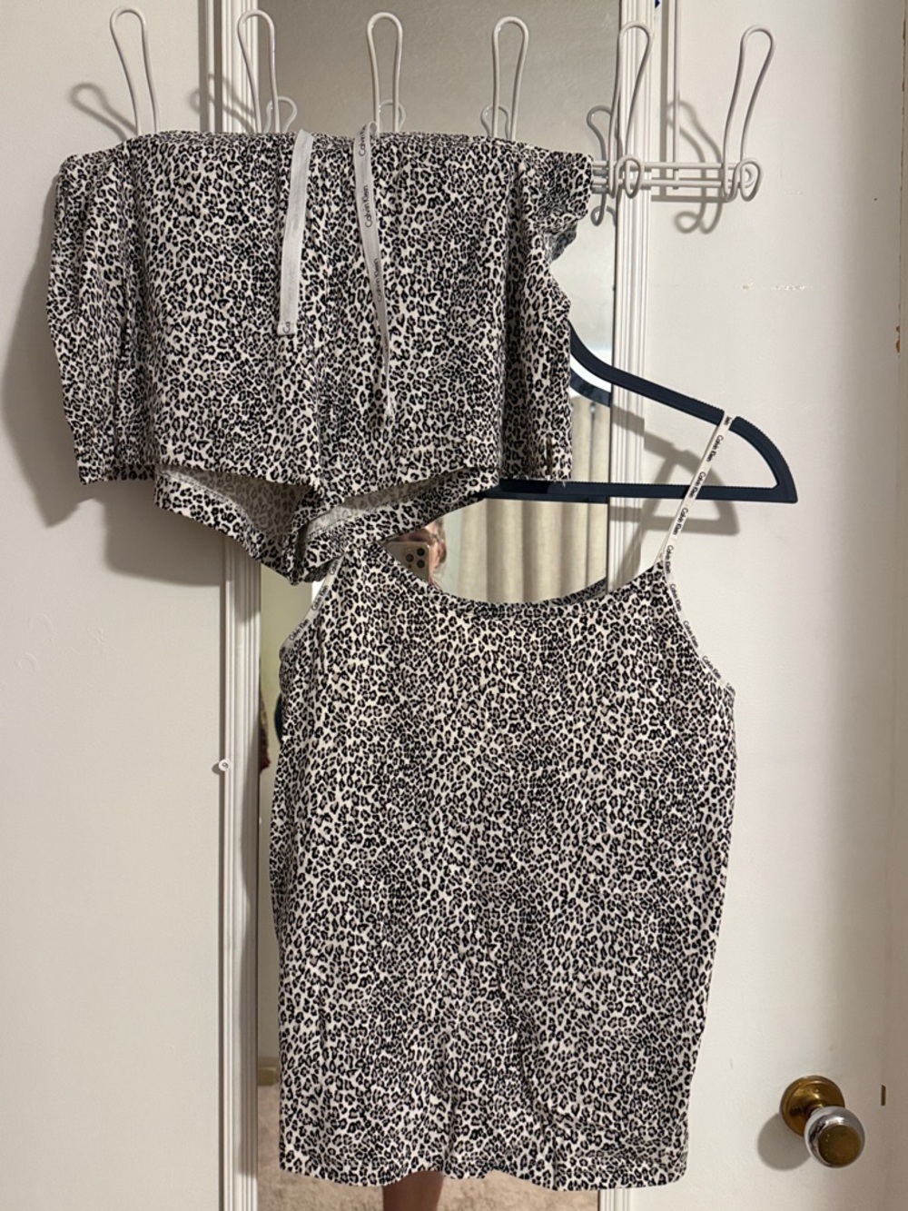 Calvin Klein Black & White Leopard Print Pajama Set